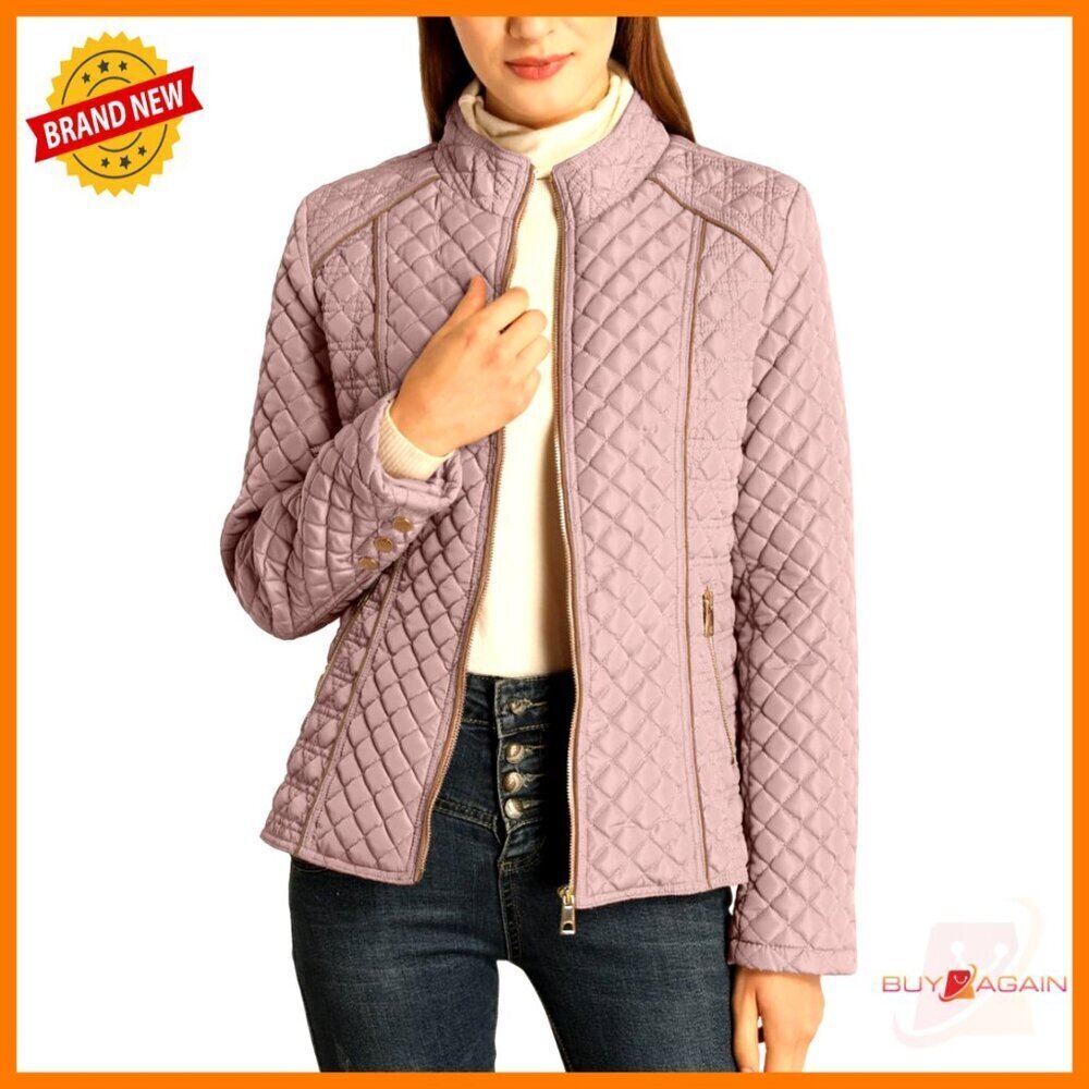 Quilted Puffer Jacket Lightweight Stand Collar Chic Minimal Winter Coat